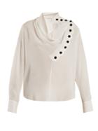 Chloé Asymmetric Scallop-trimmed Silk Top