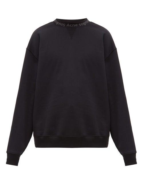 Matchesfashion.com Acne Studios - Logo Print Crew Neck Cotton Sweatshirt - Mens - Black