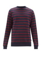 Matchesfashion.com Oliver Spencer - Robin Striped Cotton Sweatshirt - Mens - Red Navy