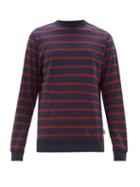 Matchesfashion.com Oliver Spencer - Robin Striped Cotton Sweatshirt - Mens - Red Navy