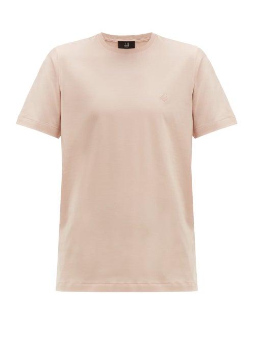 Matchesfashion.com Dunhill - Embroidered Monogram Cotton Jersey T Shirt - Mens - Pink