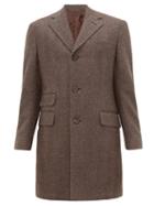 Matchesfashion.com Thom Sweeney - Single Breasted Herringbone Wool Overcoat - Mens - Brown