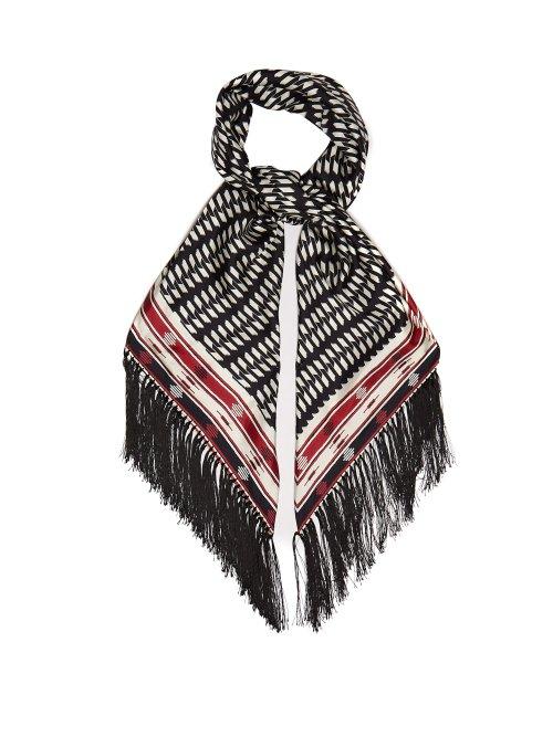 Matchesfashion.com Gabriela Hearst - Geometric Print Silk Twill Scarf - Womens - Black