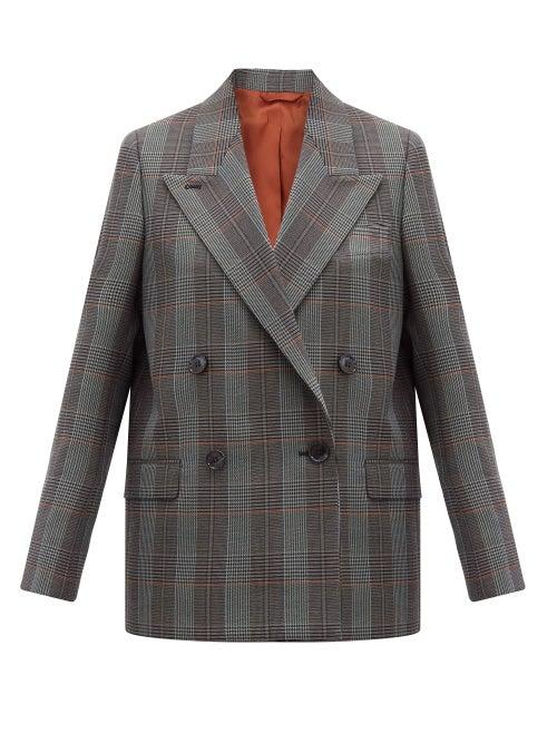 Matchesfashion.com Acne Studios - Janny Checked Wool-blend Jacket - Womens - Blue Multi