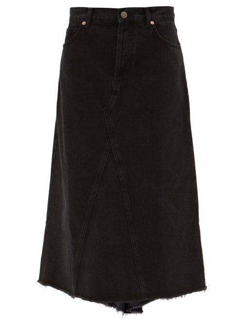 Raey - Raw-hem Organic-cotton Fishtail Denim Skirt - Womens - Black