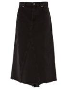 Raey - Raw-hem Organic-cotton Fishtail Denim Skirt - Womens - Black