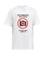Matchesfashion.com Vetements - Antisocial-print Cotton-jersey T-shirt - Mens - White