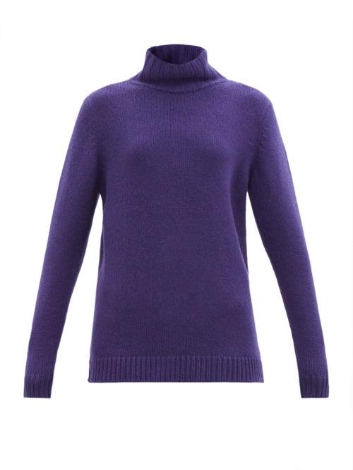 Matchesfashion.com The Elder Statesman - Stand-neck Cashmere Sweater - Womens - Navy