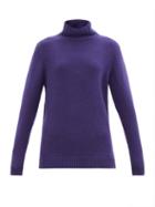 Matchesfashion.com The Elder Statesman - Stand-neck Cashmere Sweater - Womens - Navy