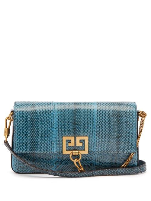 Matchesfashion.com Givenchy - Charm Gv3 Ayers Snakeskin Shoulder Bag - Womens - Blue