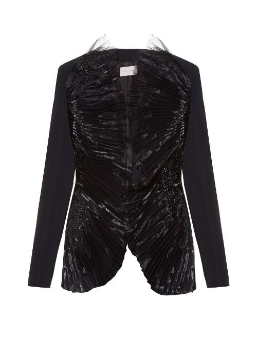 Christopher Kane Pleat-front Collarless Crepe Jacket