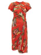 Matchesfashion.com Preen By Thornton Bregazzi - Meggy Floral-print Pliss-georgette Dress - Womens - Red Multi