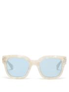 Mens Eyewear Amiri - Engraved-logo Square Acetate Sunglasses - Mens - Crystal