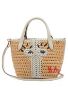 Matchesfashion.com Anya Hindmarch - The Neeson Mini Leather And Straw Tote Bag - Womens - White Multi