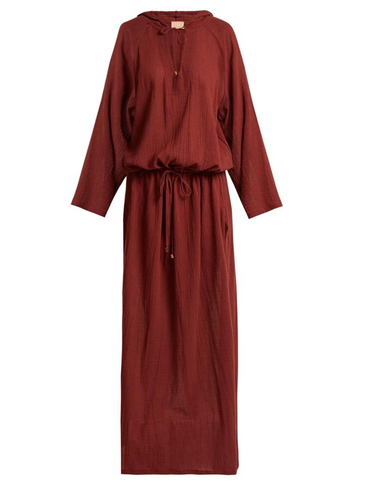 Albus Lumen Luna Hooded Tie-waist Cotton Kaftan