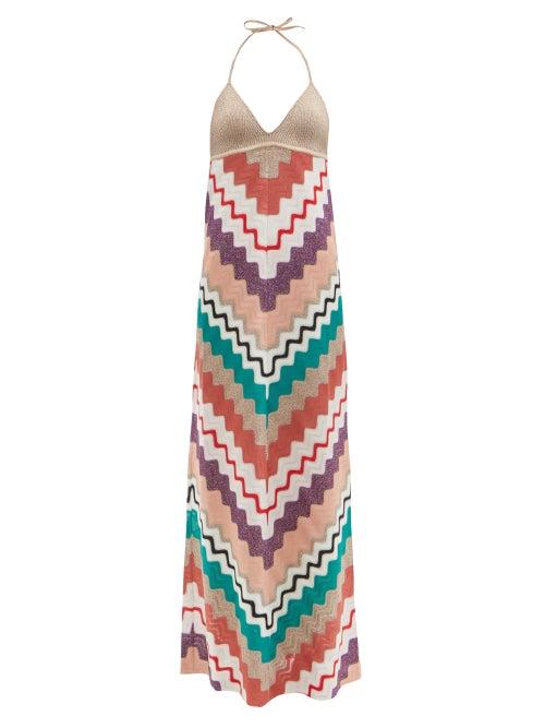 Matchesfashion.com Missoni - Zigzag-jacquard Maxi Dress - Womens - Beige Multi