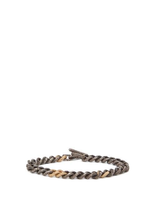 Matchesfashion.com M Cohen - Carved 18kt Gold And Sterling-silver Link Bracelet - Mens - Grey Multi