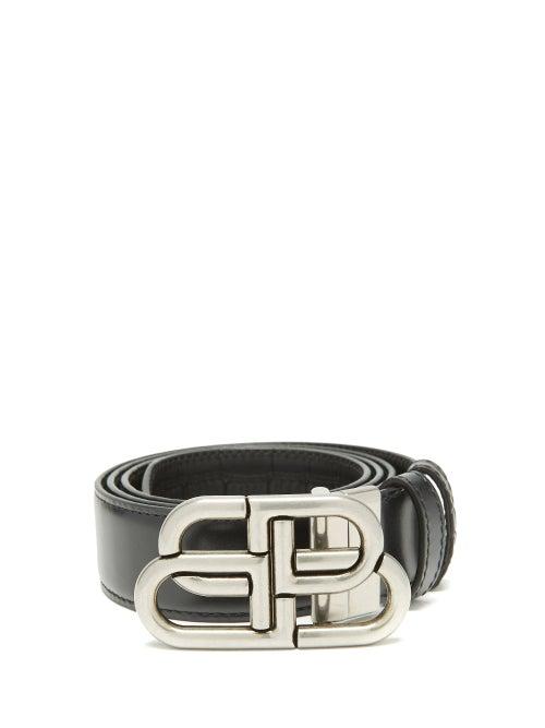 Balenciaga - Bb-logo Leather Belt - Mens - Black