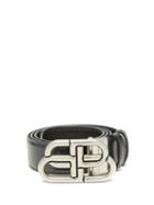 Balenciaga - Bb-logo Leather Belt - Mens - Black