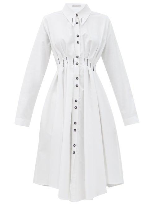 Matchesfashion.com Palmer//harding - Escen Cotton-piqu Shirt Dress - Womens - White