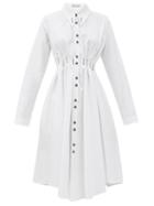 Matchesfashion.com Palmer//harding - Escen Cotton-piqu Shirt Dress - Womens - White