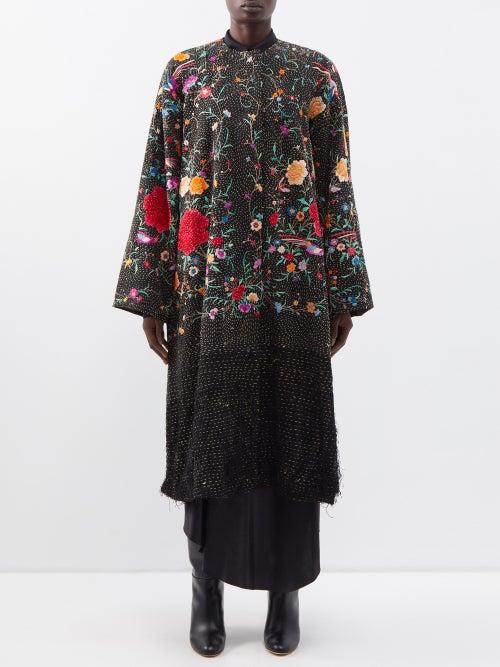 By Walid - Nancy 19th Century Silk Shawl Coat - Womens - Black Multi
