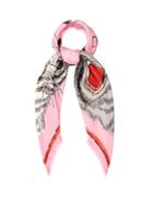 Matchesfashion.com Gucci - Tiger Face Print Silk Twill Scarf - Womens - Pink