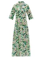 Ladies Rtw Galanthya - Angeles Oceania-print Cotton Dress - Womens - Green Print
