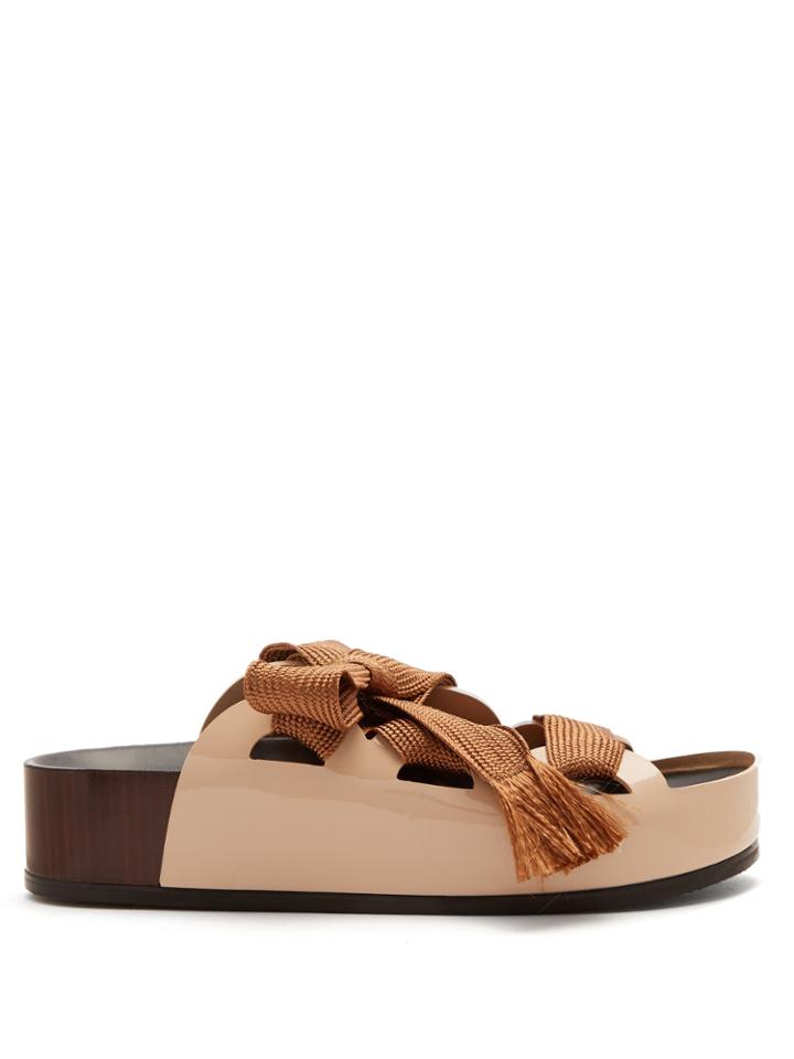 Chloé Harper Lace-up Patent-leather Platform Slides