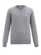 Matchesfashion.com Maison Kitsun - Fox-patch Wool Sweater - Mens - Grey