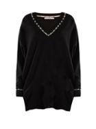 Matchesfashion.com Givenchy - Pearl Embellished V Neck Wool Blend Sweater - Womens - Black