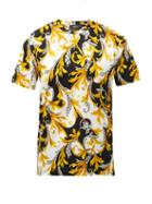 Matchesfashion.com Versace - Baroque-print Stretch-cotton T-shirt - Mens - Black Yellow