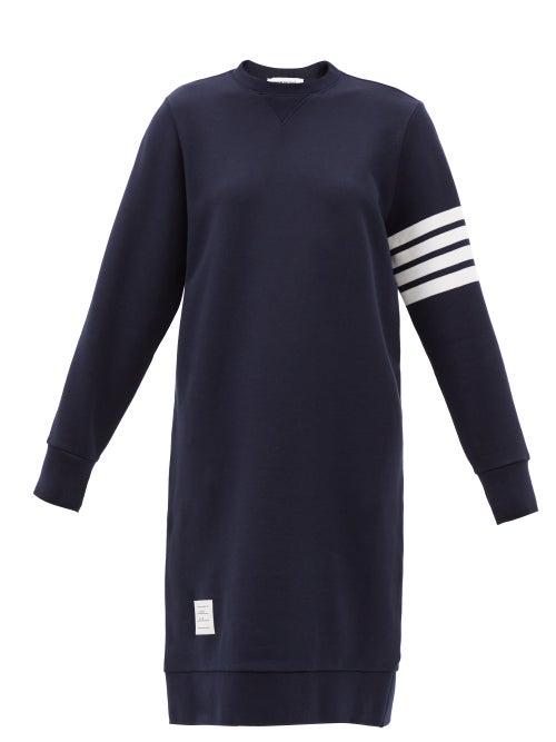Thom Browne - Four-bar Cotton-jersey Sweater Dress - Womens - Navy