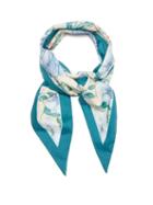 Matchesfashion.com Zimmermann - Floral Print Slim Cotton Scarf - Womens - Blue