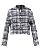 Thom Browne - Frayed-edge Tweed Jacket - Womens - Navy White