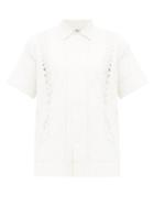 Matchesfashion.com Bode - Embroidered Linen Canvas Shirt - Womens - White