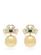 Matchesfashion.com Begum Khan - Il Granchio 24kt Gold-plated Clip Earrings - Womens - Green Gold