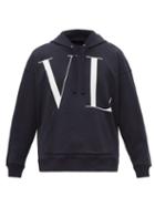 Matchesfashion.com Valentino - Logo Print Oversized Cotton Jersey Hoodie - Mens - Navy