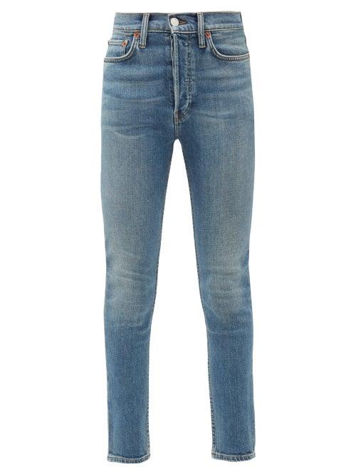 Matchesfashion.com Re/done Originals - High Rise Cropped Slim Leg Jeans - Womens - Blue