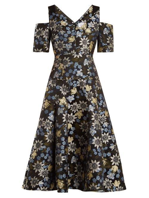 Matchesfashion.com Erdem - Yamal Floral Jacquard Dress - Womens - Black Multi