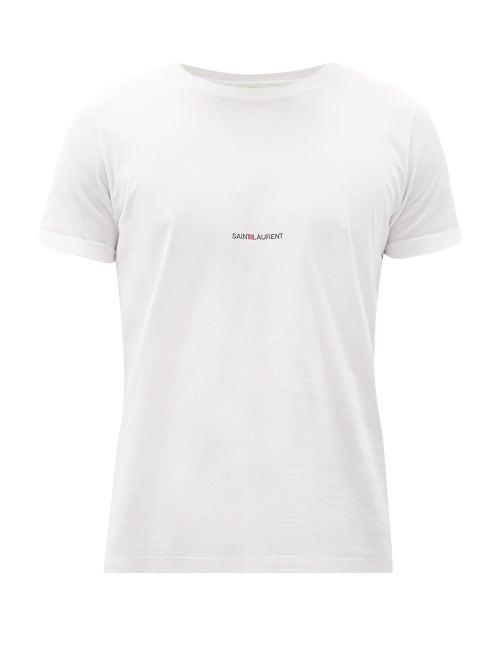 Mens Rtw Saint Laurent - Logo-print Cotton T-shirt - Mens - White