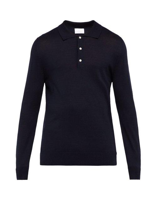 Matchesfashion.com Handvaerk - Long Sleeved Pima Cotton Piqu Polo Top - Mens - Navy