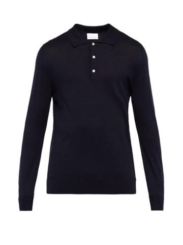 Matchesfashion.com Handvaerk - Long Sleeved Pima Cotton Piqu Polo Top - Mens - Navy