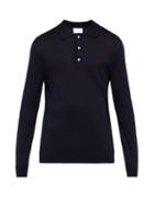 Matchesfashion.com Handvaerk - Long Sleeved Pima Cotton Piqu Polo Top - Mens - Navy