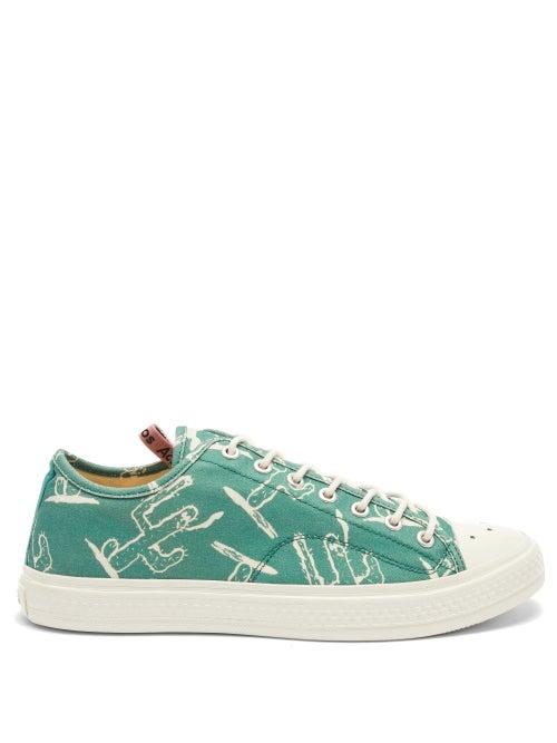 Matchesfashion.com Acne Studios - Ballow Printed Cotton-canvas Trainers - Mens - Green White