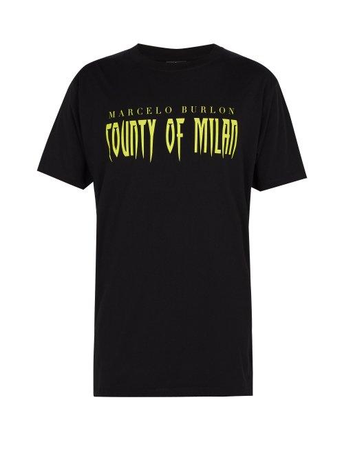 Matchesfashion.com Marcelo Burlon - Sleepwalker Printed Cotton T Shirt - Mens - Black