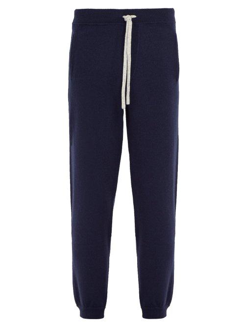 Matchesfashion.com Allude - Drawstring Wool Blend Track Pants - Mens - Navy