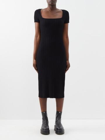 Proenza Schouler White Label - Square-neckline Cutout Rib-knit Jersey Midi Dress - Womens - Black