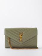 Saint Laurent - Envelope Mini Quilted-leather Crossbody Bag - Womens - Light Green