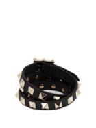 Matchesfashion.com Valentino - Rockstud Wraparound Leather Bracelet - Womens - Black